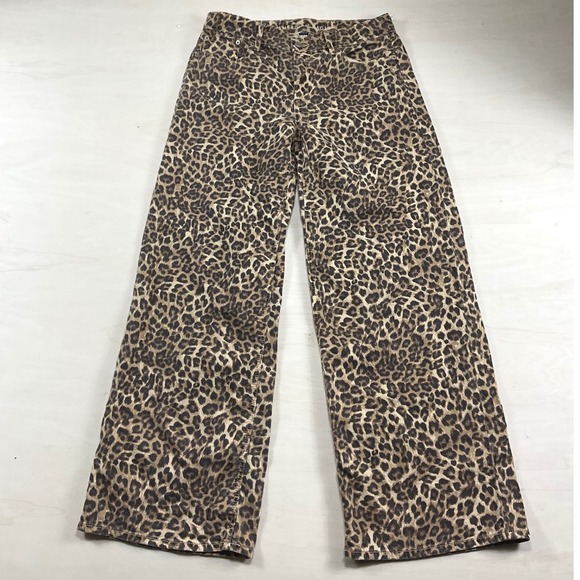 American Eagle Outfitters Denim - American Eagle Leopard Print Wide Leg Jeans Brown Tan Animal Print Size 6 Reg